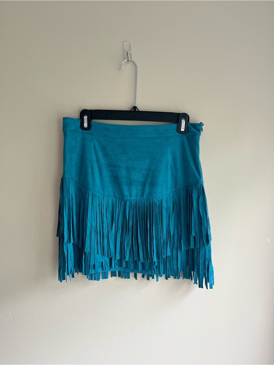 Sincerly Jules Dresses & Skirts - Western Style Sincerely Jules Teal Fringe Mini Skirt - size large